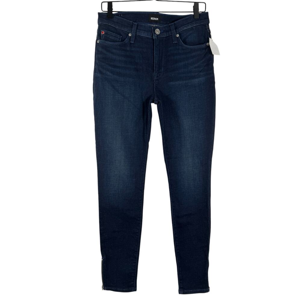 Hudson Women's Blue Stretch Natalie Midrise Super Skinny Ankle Jeans Size 28
